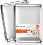 Baking Sheet Set of 2, Commercial Grade Stainless Steel Cookie Sheets for Baking, 18 x 13 Inch Thicker Large Baking Pans Oven Tray, Warp Resistant Nonstick Half Sheet Pan, Nontoxic & Heavy Duty