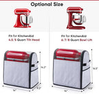 BAGSPRITE Full Open Stand Mixer Cover with Slider Base Compatible with KitchenAid 6-8 Qt Bowl-Lift Mixers – Dustproof Quilted Kitchen Aid Mixer Cover with Pockets for Accessories & Attachments