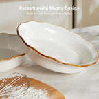 ONEMORE 9-Inch Deep Dish Pie Pan - Ceramic Pizza Pan for Oven, Baking Chicken Pot Pie, Quiche & Tarts - Rustic White Dish for Perfectly Crispy Crust, Large Ruffled Baking Plate