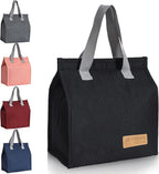 Lunch Bag for Women/Men,Waterproof Reusable Portable Lunch Tote,Lunch Box Bag.Thermal Cooler Bag Ideal for Work/Party/l/Travel/Picnic (Light Black)
