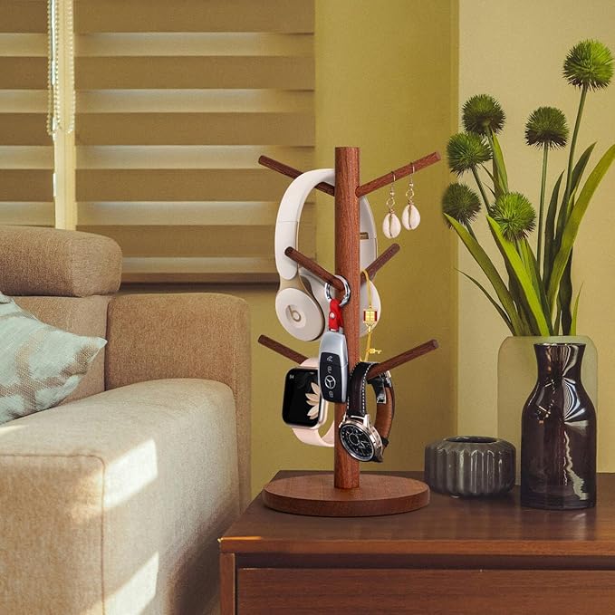 MyLifeUNIT Mug Holder Tree, Coffee Cup Holder with 6 Hooks (Reddish Brown)