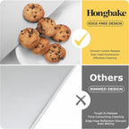 HONGBAKE 2 Pieces Large Flat Cookie Sheet No Edges, Nonstick Insulated Baking Pan, Commercial Oven Trays for Cooking, 16" X 14", Grey