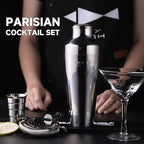 SKY FISH Barware Set 3-Piece Stainless Steel Bartender Kit - Cocktail Shaker, Jigger with Measurements, Hawthorn Strainer - Suit for Home Bars & Professional Mixologists