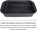 kitCom Bakeware Nonstick Roaster, Nonstick Roasting Pan with Rack, Great For Roast Chicken, Roasts And Turkeys - 15 Inch x 11 Inch (5.8 QT), Gray