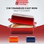 Northriver Casting 9x5 Inch Enameled Cast Iron Loaf Pan with Lid, Perfect Bread Baking Pan | Even Heat Distribution for Homemade Bread, Cake, Meatloaf，2 Piece set，Red