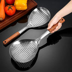 Spider Strainer Colander with Wood Handle, Solid Stainless Steel Kitchen Utensil for Cooking Frying Pasta Drainer