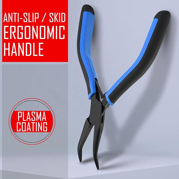 Fish Bone Pliers/Tweezers Stainless Steel Curved With Non-Slip Grip Black