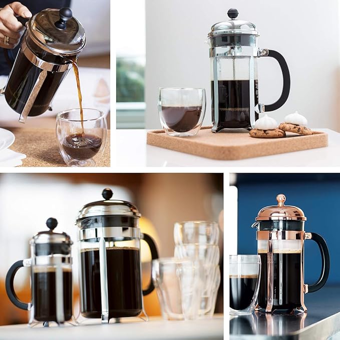 Bodum 34oz Chambord French Press Coffee Maker, High-Heat Borosilicate Glass, Stainless Steel, Black – Made in Portugal