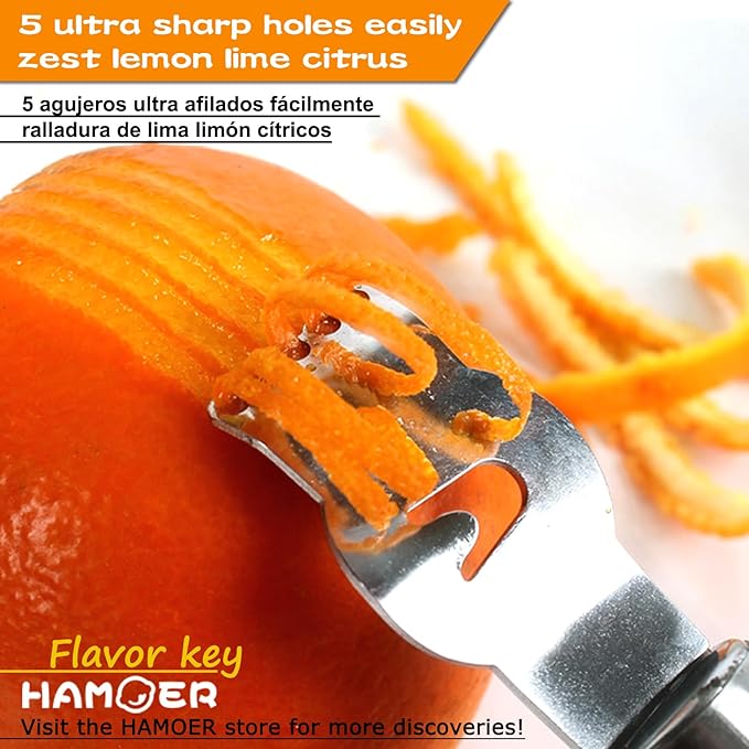 Lemon Citrus Zester Tool Cheese Grater for kitchenaid-Multipurpose grooved channel knife scraper,Stainless steel blade and ergonomically designed curved handle