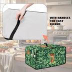 Highland Cow Four Leaf Clover Print Toaster Oven Cover Microwave Cover for Kitchen Countertop Appliance Dust Protector Decorative Oven Accessories for St. Patrick's Day Decor, Green, M