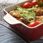 Sweejar Ceramic Baking Dish, Rectangular Small Baking Pan with Double Handles, 20 Oz for Cooking, Brownie, Kitchen, 6.5 x 4.9 x 1.8 Inches(Navy)