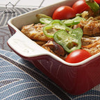 Sweejar Ceramic Bakeware Set, Rectangular Baking Dish for Oven Lasagna Pans for Cooking, Kitchen, Cake Dinner, Banquet and Daily Use, 11.8 x 7.8 x 2.75 Inches of Baking Pans (Red)