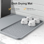 Silicone Coffee Mat, 24'' x 16'' Bar Mat with Detachable Dish Drying Mat for Countertops, Fits Under Coffee Maker, Machine, Espresso Machine, Dish Rack