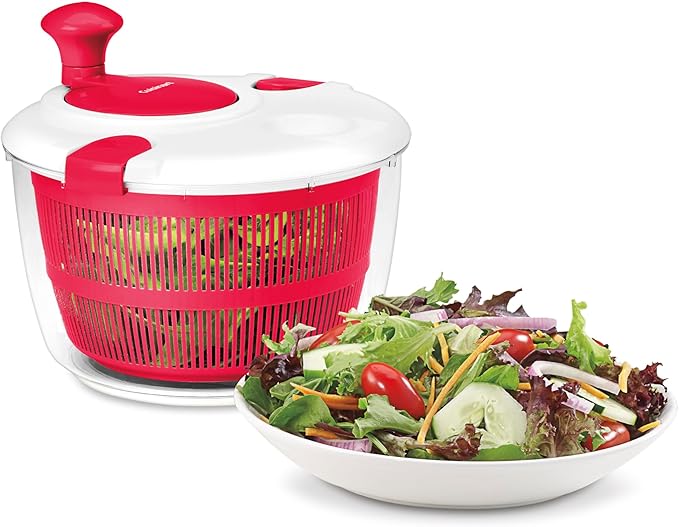 Cuisinart Large Salad Spinner- Wash, Spin & Dry Salad Greens, Fruits & Vegetables, 5qt, CTG-00-SASR Red