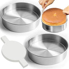 9 Inch Cake Pans Set of 2 with 100 Pieces Parchment Paper, Stainless Steel Round Cake Pans Baking Pan For Layered Cakes, No Coating Smash Cake Pans Mirror Finish Dishwasher Safe Cake Mold