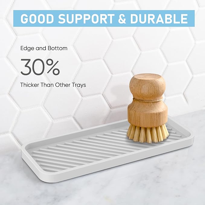 EG-SIPRO Kitchen Sink Organizer Tray,Sponge Holder for Kitchen Sink Bathroom Counter Tray Sponge Caddy Silicone Soap Holder for Soap dispenser, Bottle, Dishwashing Accessories(2-pack)