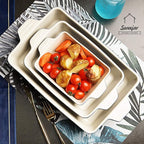 Sweejar Ceramic Bakeware Set, Rectangular Baking Dish for Oven Lasagna Pans for Cooking, Kitchen, Cake Dinner, Banquet and Daily Use, 11.8 x 7.8 x 2.75 Inches of Baking Pans (Red)