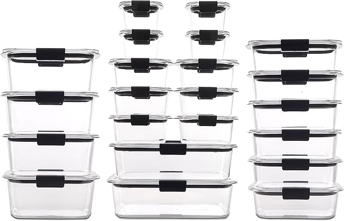 Rubbermaid Brilliance BPA Free 44-Piece Food Storage Containers Set Airtight Leak-Proof with Lids for Meal Prep Lunch and Leftovers