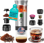APSARAS USA Portable Coffee Maker, Portable Espresso Maker, 20 bar Mini Espresso Machine, 3in1 Electric Espresso Maker, Travel Coffee Maker with Ground Coffee & Capsule(Ns&DG) for RV, Camping