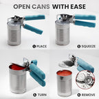 Zulay Kitchen Heavy Duty Stainless Steel Can Opener Manual with Bottle Opener - Rust Proof Manual Can Opener With Turn Knob & Comfy Soft Grip Handles - Dusty Blue