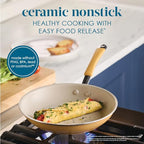 Rachael Ray Cucina Ceramic Cookware Set - 13 Pieces - Ceramic Pots and Pans Set w/Nonstick Frying Pans, Saute Pan, Saucepans, Stockpot, Lids, Pan Protectors & Cooking Utensils - Turmeric
