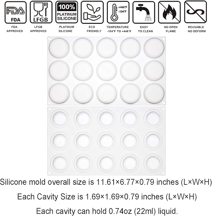 OCPO KITCHEN Stone Silicone Mold for Baking Mousse Cake, Candy, Pastry, Chocolate, Cupcake, Jelly, Cookie, Pudding, Cake Decoration Mold, 3D Stone Shape (15-Cavity)