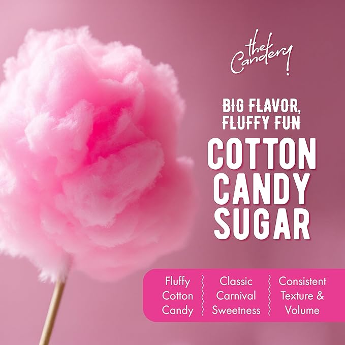 The Candery Cotton Candy Floss Sugar (2-Pack) Includes 100 Premium Cones | Raspberry Blue and Strawberry | Plastic, Reusable Jars | Easy Pour Spout or Scoop | Includes Scooper | 3 LBS Jars
