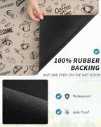 AMOAMI Coffee Mat Hide Stain Rubber Backed Absorbent Dish Drying Mat for Kitchen Counter - Fits Under Coffee Maker & Espresso Machine (17X31.5, MILK TEA)