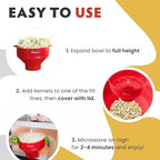 The Original Salbree Collapsible Silicone Microwave Popcorn Popper Maker Machine, Microwavable Bowl Holds 16 Cups, Uses Hot Air and Oil Always Optional - The Most Colors Available (Clear Blue)