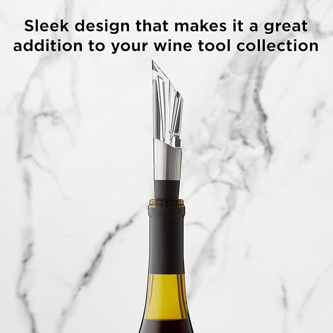 Rabbit W6127 Wine Aerator and Pourer, Clear and Stainless Steel Design, Easy to Use for Enhancing Wine Flavor and Smooth Pouring