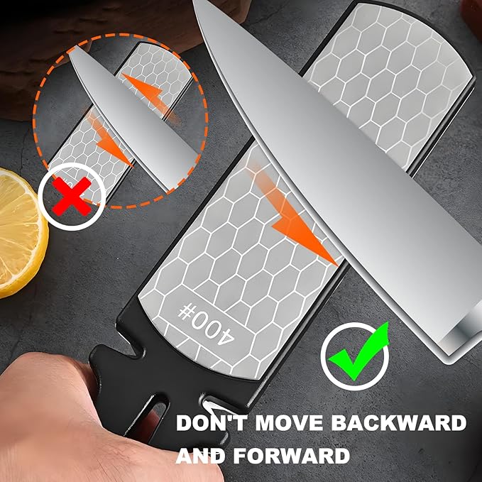 Diamond Sharpening Stone,400/1000 Grit Handheld Double-Sided Diamond Sharpener 5 in 1 Honeycomb Surface Knife Sharpener Plate Whetstone with Ceramic & Tungsten Steel Scissor Slot,White