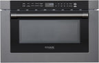 KoolMore Reserve 24 in. 1.2 cu. ft. Microwave Drawer with Electric Door Opening, 10 Power Levels, Sensor Cooking, Melt, Defrost, Bake, Roast, Broil, 1500 Watts, UL Certified in Black Stainless-Steel