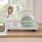 Dish Drying Rack 3 Piece Dish Drainer with Drainboard Set for Kitchen Counter ✅– Dish Rack with Removable Utensil Holder & Swivel Spout for Countertop ✅– DishRack for Plates, Cups & More, White