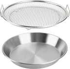 Oil Filter Tray, Stainless Steel Mesh Drain Basket Colanders Air Fryer Accessories for Fried Food Draining Rack Barbecue Grill Tray Net Draining Pan Strainer for Vegetable Dessert (9.5 Inch)