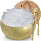 Gusto Nostro 4.1L Insulated Ice Bucket with Lid and Tongs, Double Wall Stainless Steel Ice Bucket Large, BPA Free Ice Bucket for Cocktail Bar, Keeps Champagne, Wine, Beer Chill for Parties (Gold)
