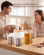 House Again Tea Infuser (2 Pack with Scoop), Extra Fine Mesh Tea Infusers for Loose Tea, 18/8 Stainless Steel Tea Strainer with Extended Chain Hook, Tea Steeper for Brew Tea, Spices & Seasonings