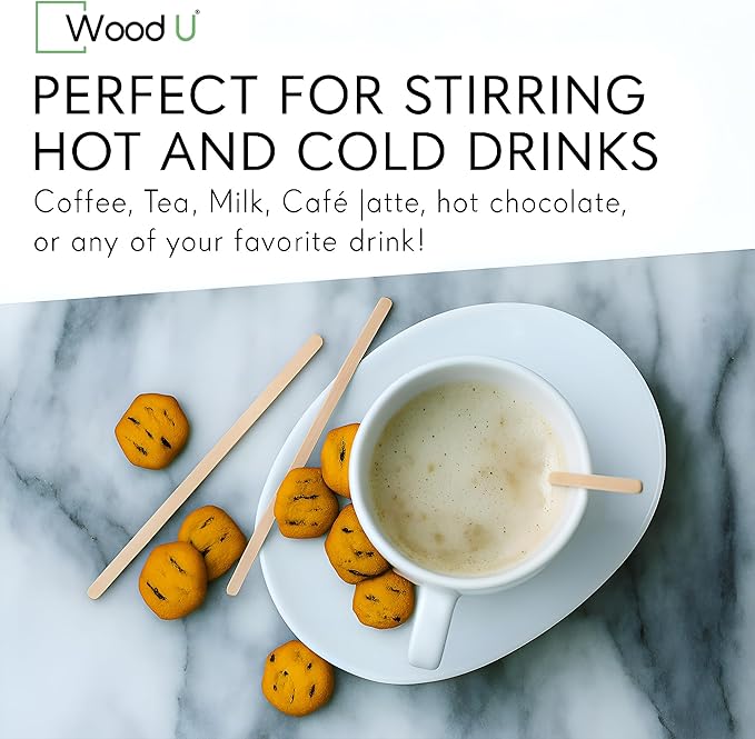 Disposable Coffee Stir Sticks 5.5” 1000 pcs - Eco friendly Round Edge Wooden Coffee Stirrers
