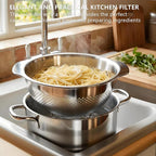 18/8 Stainless Steel Strainer and Colander for Kitchen, Large Strainers and Colanders, Food Strainers Fine Mesh with Handle for Spaghetti, Pasta, Rice, Fruit, Vegetables, Noodles (5QT)