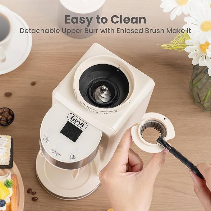 Gevi Coffee Grinder Electric,Coffee Bean Grinder with 35 Grind Settings for Espresso,Drip,French Press,Burr Coffee Grinder for Home Use,Anti-static Design,Beige