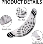 Pot Strainer Stainless Steel 2 Pack, Pasta Strainer, Metal Food Strainer for Noodles Fruit Veggies, Suitable for Pots or Containers Up to 10 Inches