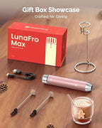 Maestri House LunaFro Max Rechargeable Milk Frother with Stepless Speed Control, Handheld Electric Foam Maker with Stand and Detachable Whisks for Lattes, Ideal Christmas Gift, Dusty Rose