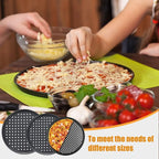 Handook Pizza Pan Set, Carbon Steel Pizza Pan with Holes, for Oven Baking Supplies & Home, Kitchen, Restaurant（9 Inch &10 Inch &12 Inch）