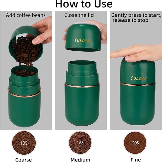 Coffee Grinder Electric for Beans, Spices, Herbs, Grains and Nuts, Stainless Steel Blades, 2.8 oz, Green