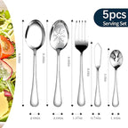 Silverware Set for 12, 65 Piece Stainless Steel Flatware Cutlery Fork and Spoon Set with Serving Utensils Set, Dishwasher Safe, Gift Package for Wedding Housewarming