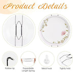 Bilillo 12 Pack Spring Plate Hangers for The Wall, Invisible Heavy Duty Wire Holders with 12 Pcs Wall Hooks, Fit 16"–20" Decorative Plates, Platters, Dishes, Black Stainless Steel