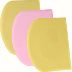 SURDOCA Dough Scraper Bench Scraper - 3P 11.8x7.3" Plastic Flexible Bowl Scraper, Sharp Edge & Angles Cake Scraper. Non-Slip Bakeware Decorating Tools Sculpting & Modeling Tools - Yellow+Pink+Yellow