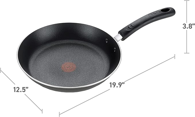 T-Fal Experience Nonstick Fry Pan 12.5 Inch, Induction, Oven Broiler Safe 400F, Non Stick Frying Pan, Skillet, Kitchen Egg Pan, Omelet Pan, Cookware, Pots and Pans, Home, Dishwasher Safe, Black