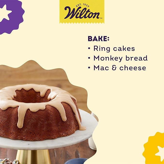 Wilton Gold Non-Stick 9.49 in Fluted Tube Cake Pan, Cold-Rolled Steel Bakeware, Made without PFAS, Packaging May Vary