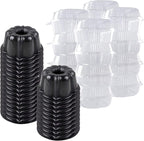 O’Creme Bakeable Plastic Mini Cake Pan with Container - Baking Pan With Non-Stick Silicone - Reusable Mold For Baking and Much More - and Clear Snap-Closure Container - 50 Cake Pans + 50 Containers