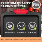 Premium Non-Stick Baking Sheets Set of 3 - Deluxe BPA Free, Easy to Clean Racks w/Silicone Handles - Bakeware Pans for Cooking Baking Roasting - Lets You Bake The Perfect Cookie or Pastry Every Time